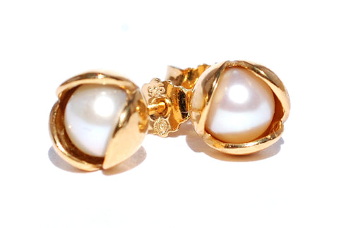 Pearl Bud Floret Stud Earrings