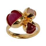 Bud Floret Ring Large Burgundy and Rose Quartz