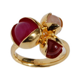 Bud Floret Ring Large Fuchsia and Rose Quartz