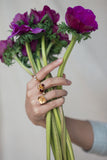 Bud Floret Ring Large Burgundy and Rose Quartz